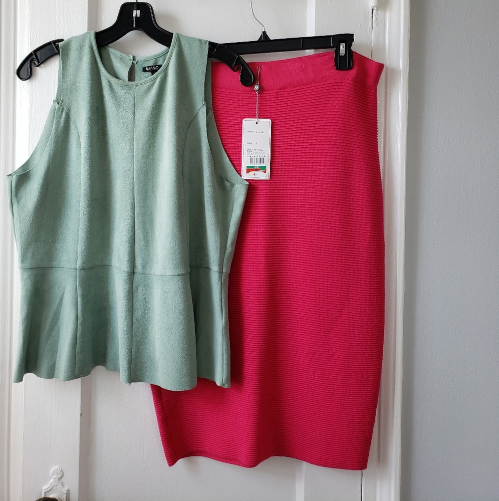 Pink trendy pencil skirt